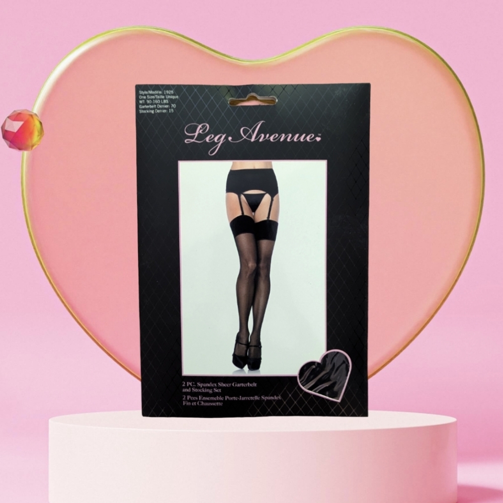 Leg Avenue's Sheer Stockings with Attached Lace Garter Belt